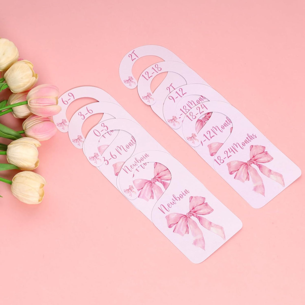 8 Pcs Pink Bow Closet Dividers for Baby Clothes Nursery Organizer