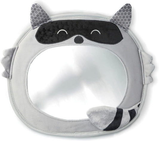 Easy View Racoon Character Baby Car Mirror, Safety Car Seat Mirror for Rear Facing Infant, Fully Adjustable, Wide Crystal Clear View, Shatterproof, Crash Tested