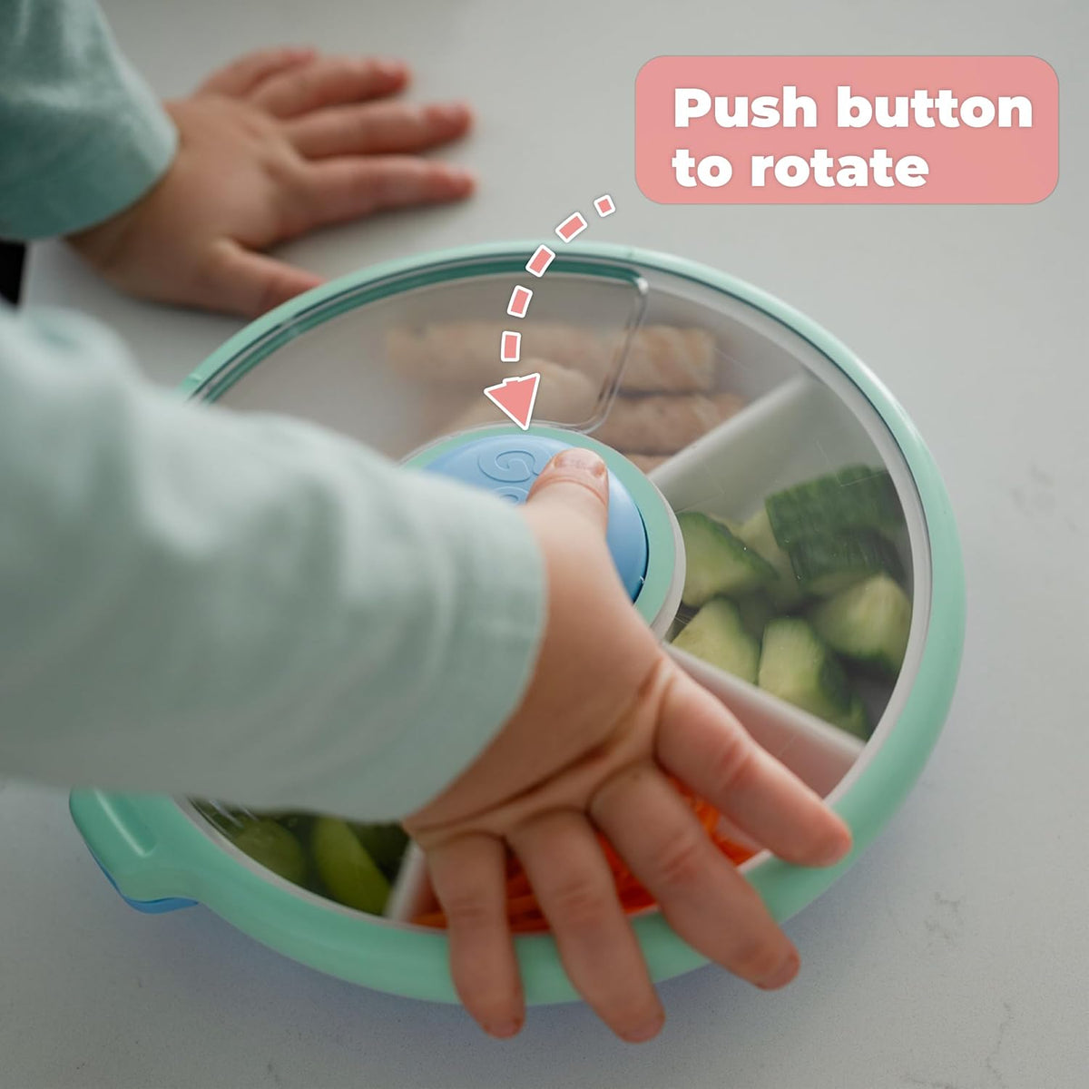 Small Snack Spinner Slide, 4 Compartment Dispenser and Lid