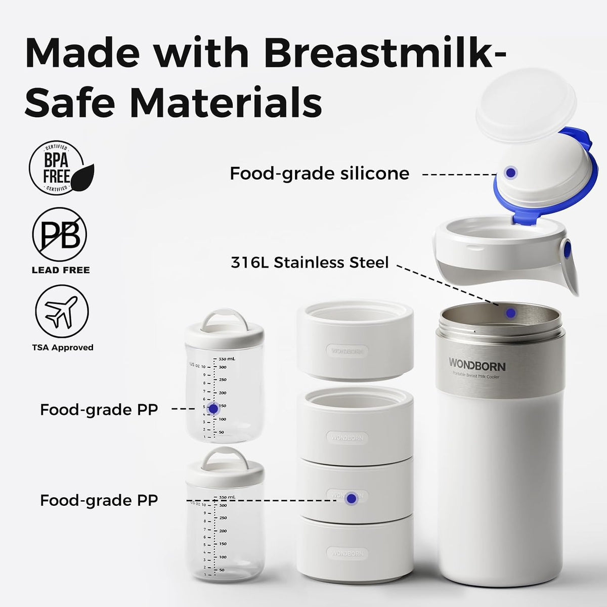 22oz Portable Breast Milk Cooler for Work & Travel, 30H+ Chill