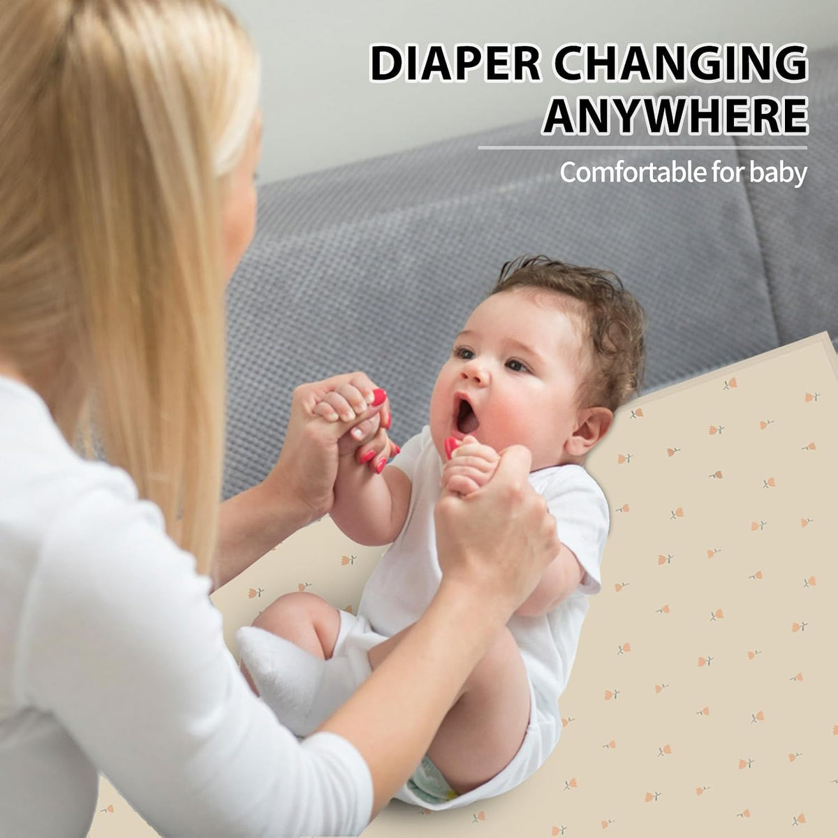 Wipeable Portable Changing Pad, PU Leather Diaper Changing Mat for Travel