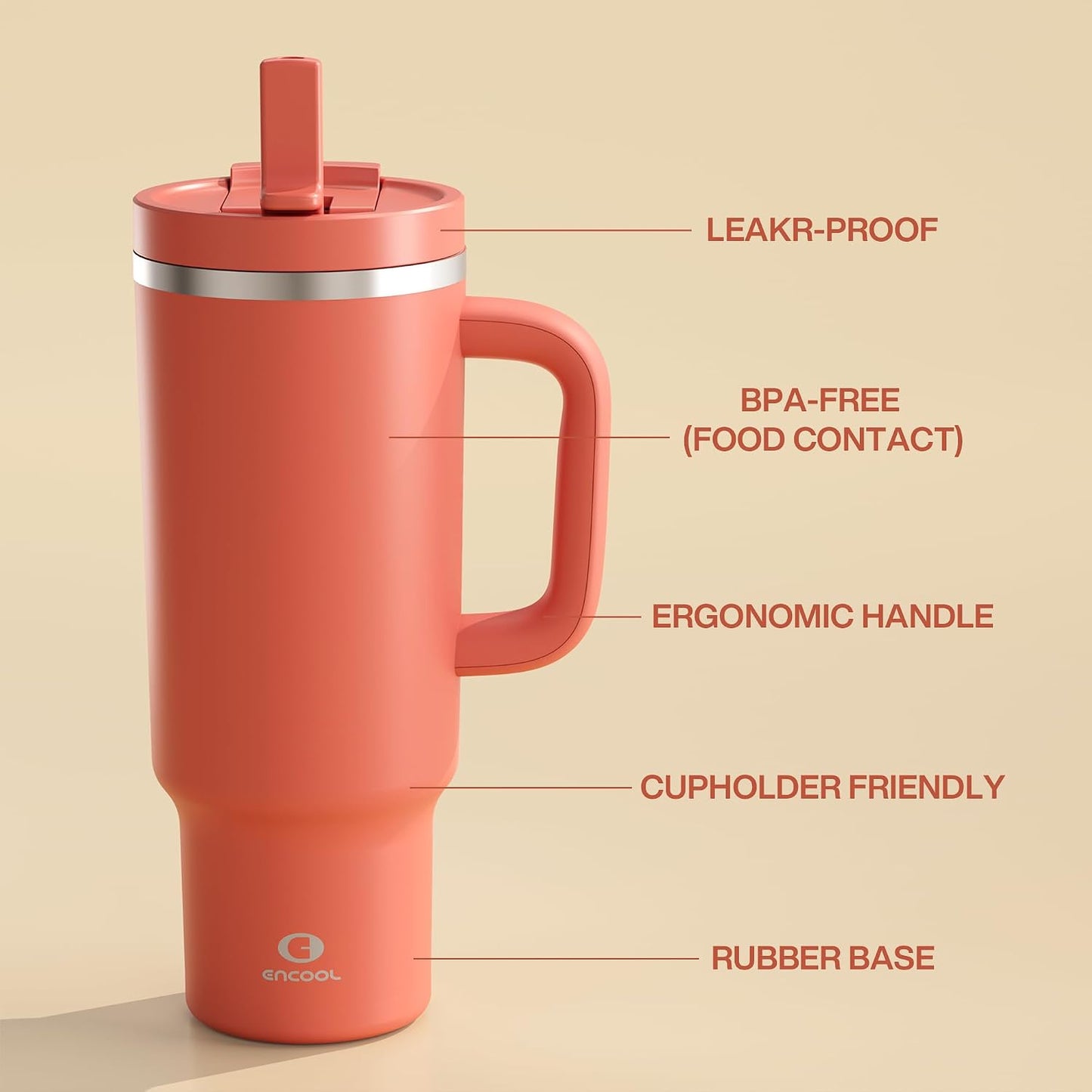 32 oz Tumbler with Handle and Straw: Stainless Steel Insulated Tumbler Keeps Cold for 24 Hours, Leakproof Travel Cup Fits in Cup Holder and BPA-Free,Brook Green