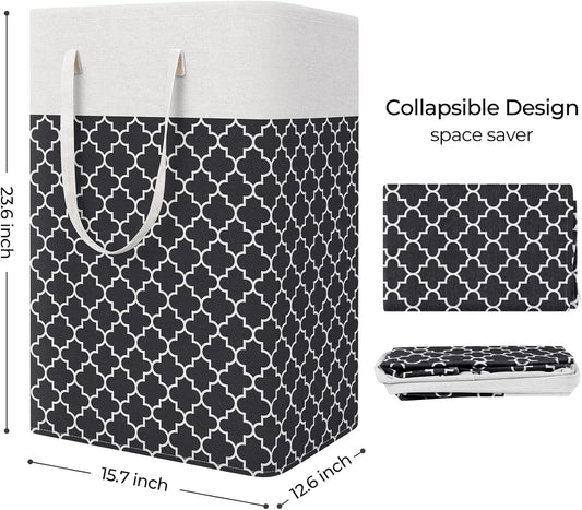Laundry Basket Hamper, 75L Collapsible Clothes Storage, Grey
