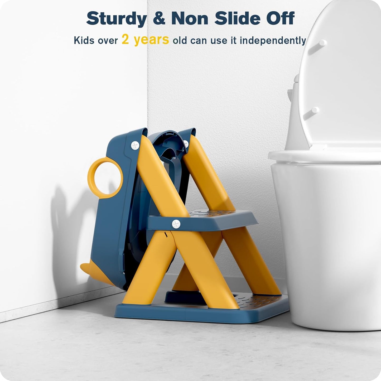 ® Potty Training Seat, Toddler Toilet Seat for Kids Boys Girls, 2 in1 Potty Training Toilet with Step Stool, 6 Adjustable Height, Splash Guard, Stable Triangular Anti-Slip Design