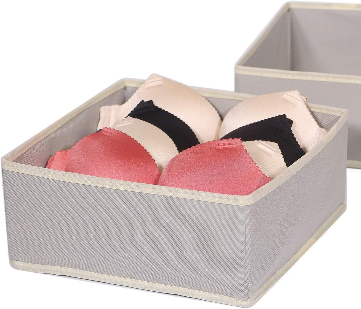 Foldable Cloth Storage Box Closet Dresser Drawer Organizer Fabric Baskets Bins Containers Divider for Clothes Underwear Bras Socks Clothing,Set of 9 Grey 900