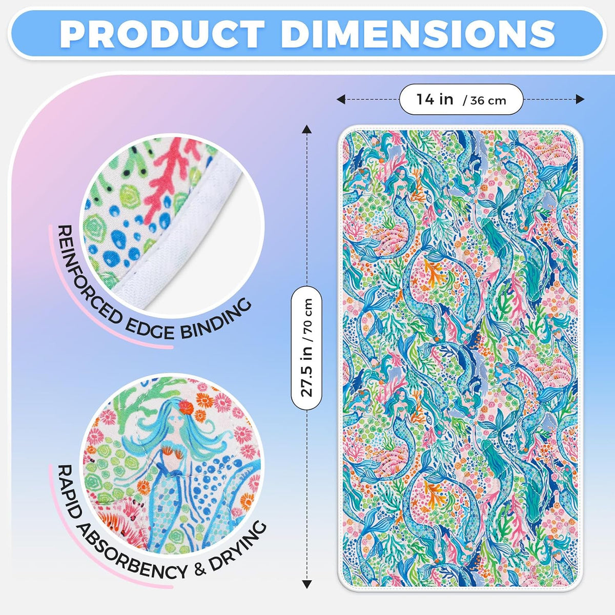 Portable Diaper Changing Pad Viscose from Bamboo 3 Pack, Foldable Waterproof Baby Changing Mat, Absorbent Machine Washable Diaper Bag Travel Essential, Newborn Baby Changer, 27.5x14