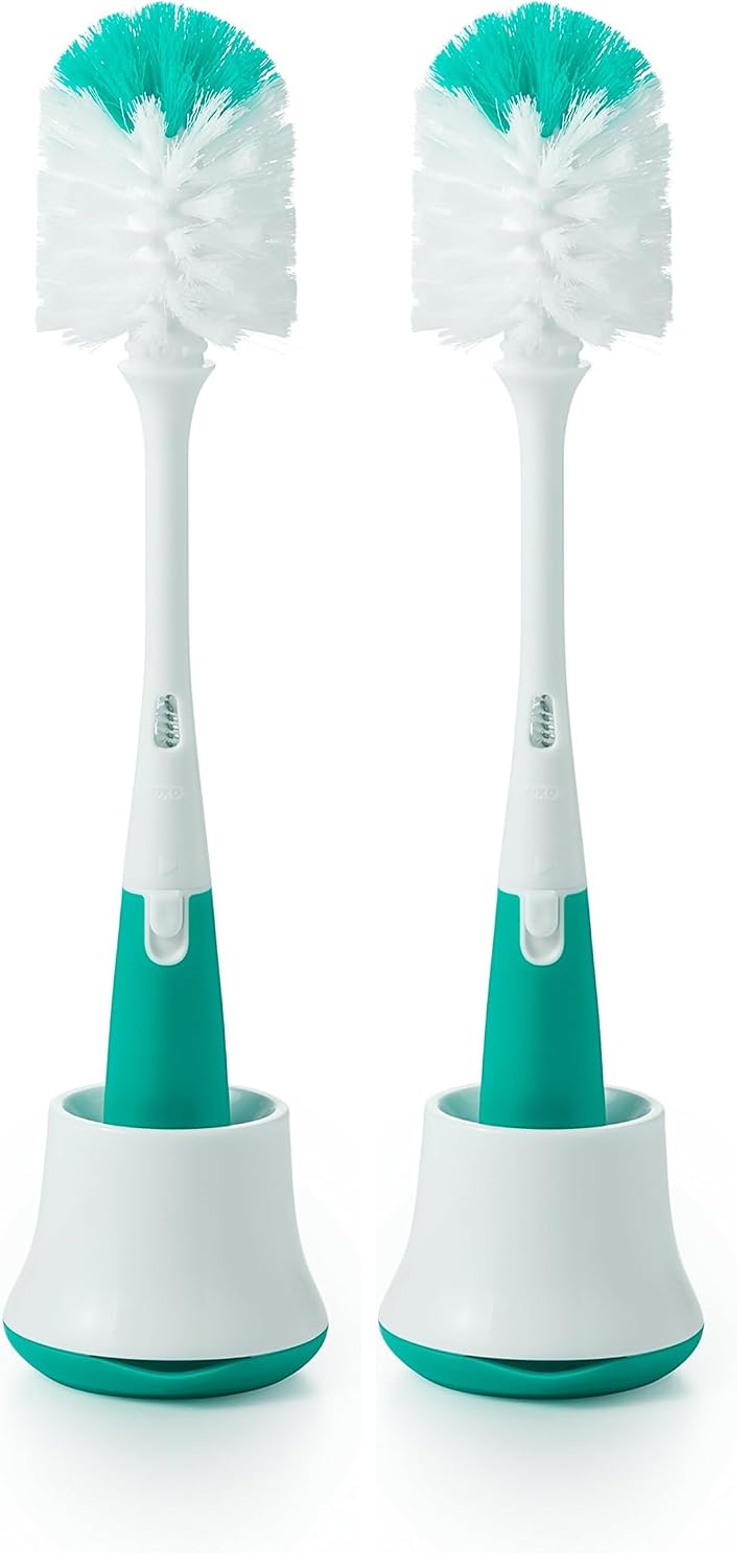 Bottle Brush with Nipple Cleaner and Stand - Sage