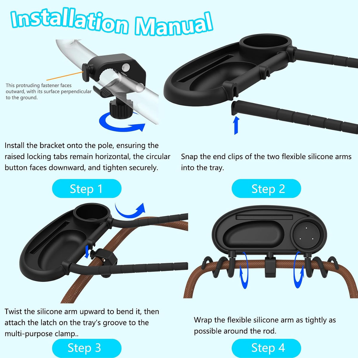 Universal Stroller Snack Tray with Cup Holder and Phone Holder