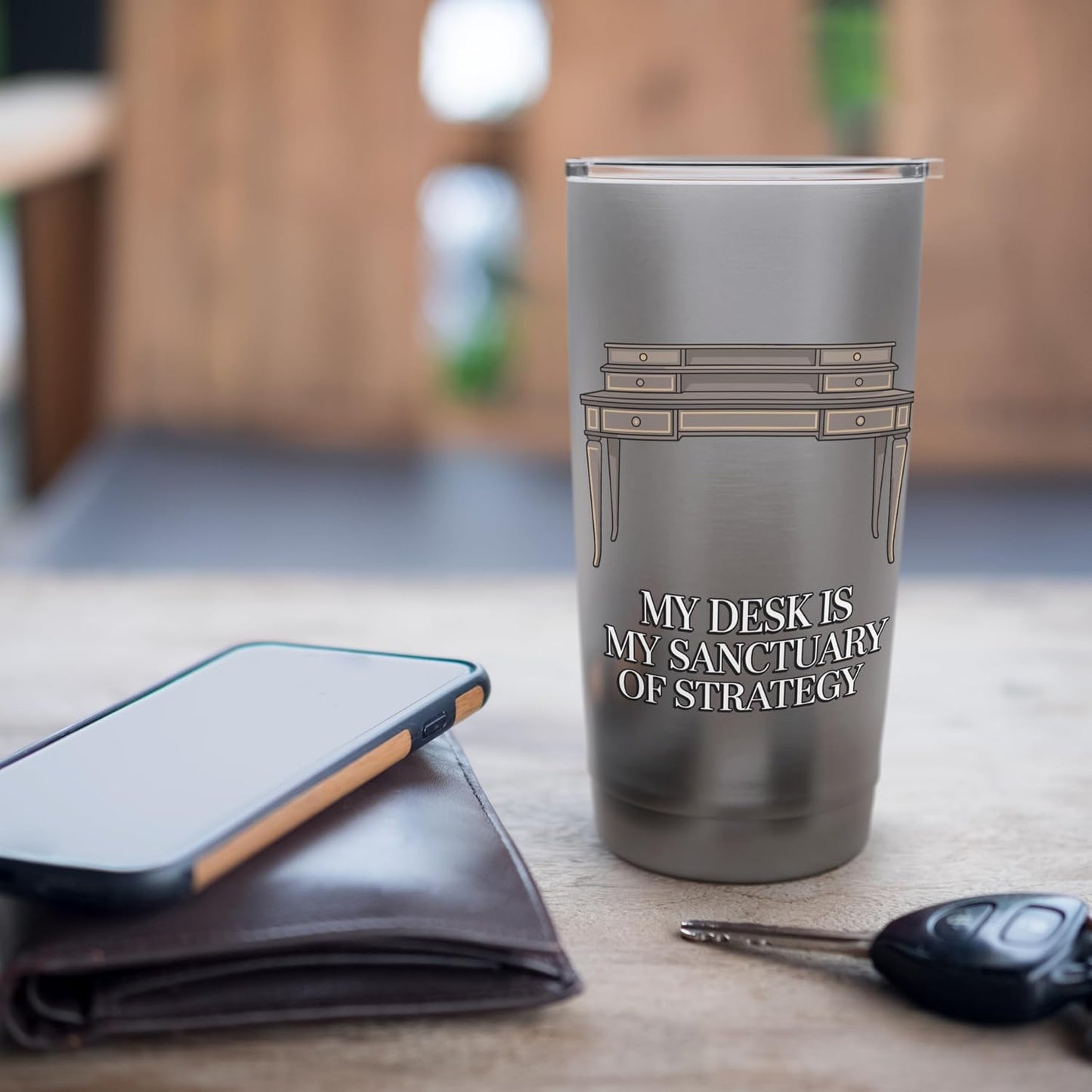 My Desk Is My Sanctuary Home Office Worker Stainless Steel Insulated Tumbler