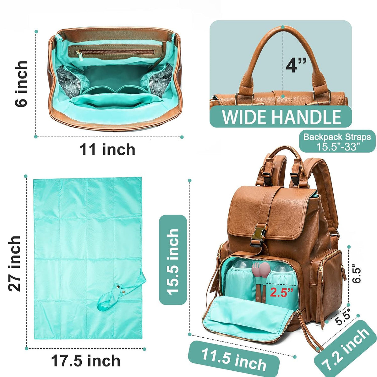 Diaper Bag Backpack Leather Baby Bag pañaleras para bebe