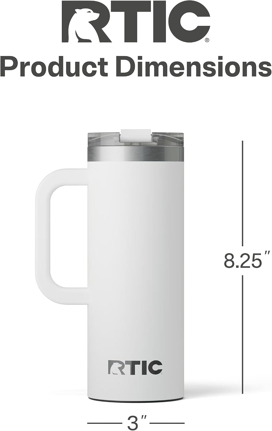 20oz Road Trip Travel Mug with Lid and Handle, Ceramic Lined, Beach | Stainless Steel Metal, Insulated Travel Cup for Hot and Cold Drinks, Coffee, Car, Camping and Travel