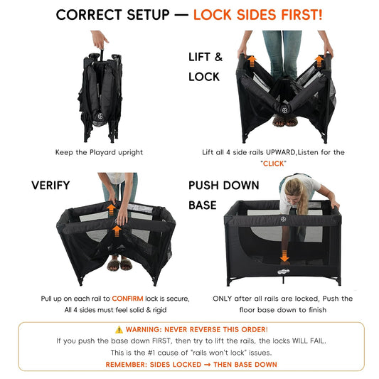 Pack and Play Portable Baby Crib Foldable Playard Leightweight Travel Playpen for Tooddlers and Infant Black