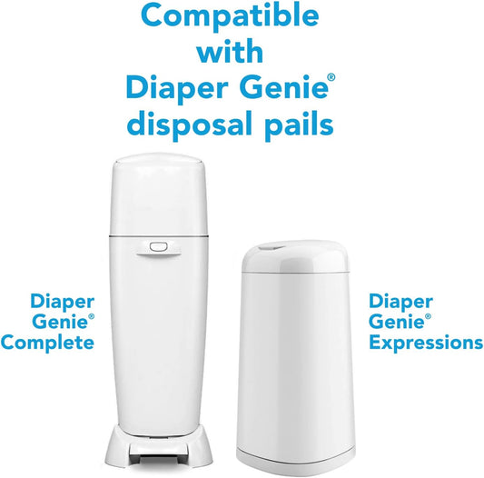 Amazon Brand- Round Diaper Pail Refills for Diaper Genie Pails, Odor Control, Unscented, 1080 Count (4 Packs of 270 Count), Compatible with Diaper Genie Complete, Elite and Expressions Pails