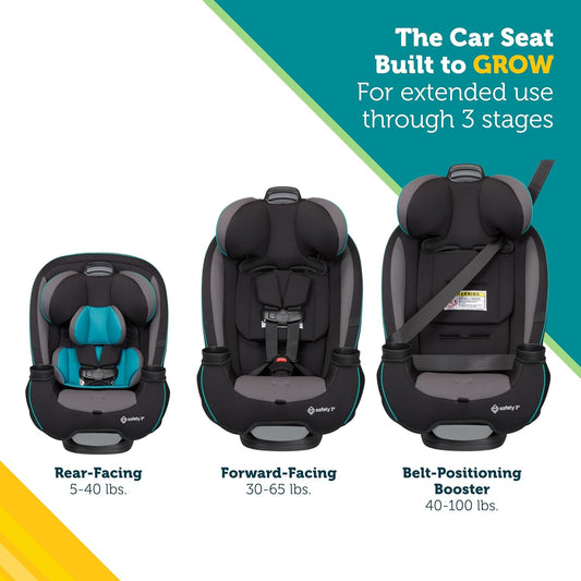 Grow and Go All-in-One Convertible Car Seat, Rear Facing, 5-40 lbs, Forward Facing (30–65 lbs), High Back Booster Seat 40-100 pounds, Alaskan Blue
