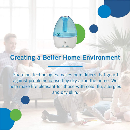 H910BL Ultrasonic Cool Mist Humidifier, 14 Hrs. Run Time, 210 Sq. Ft. Coverage, Small Rooms, Quiet, Filter Free