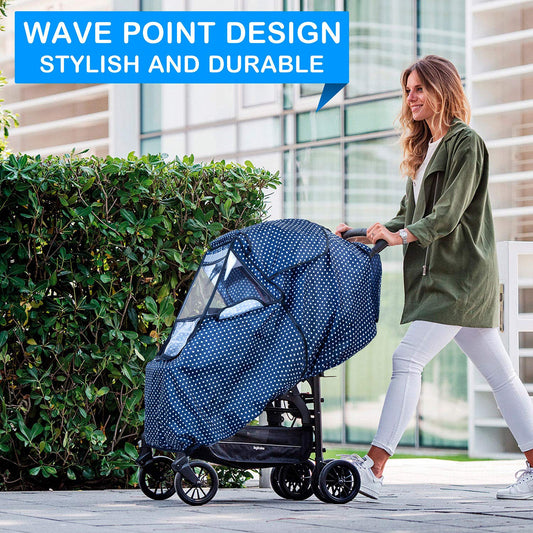 Stroller Rain Cover, Universal Single Stroller Weather Shield, Waterproof Windproof Breathable & Sun Protection, All-Weather Rain Snow Cold Protection, Baby Travel Essential with Storage Pocket