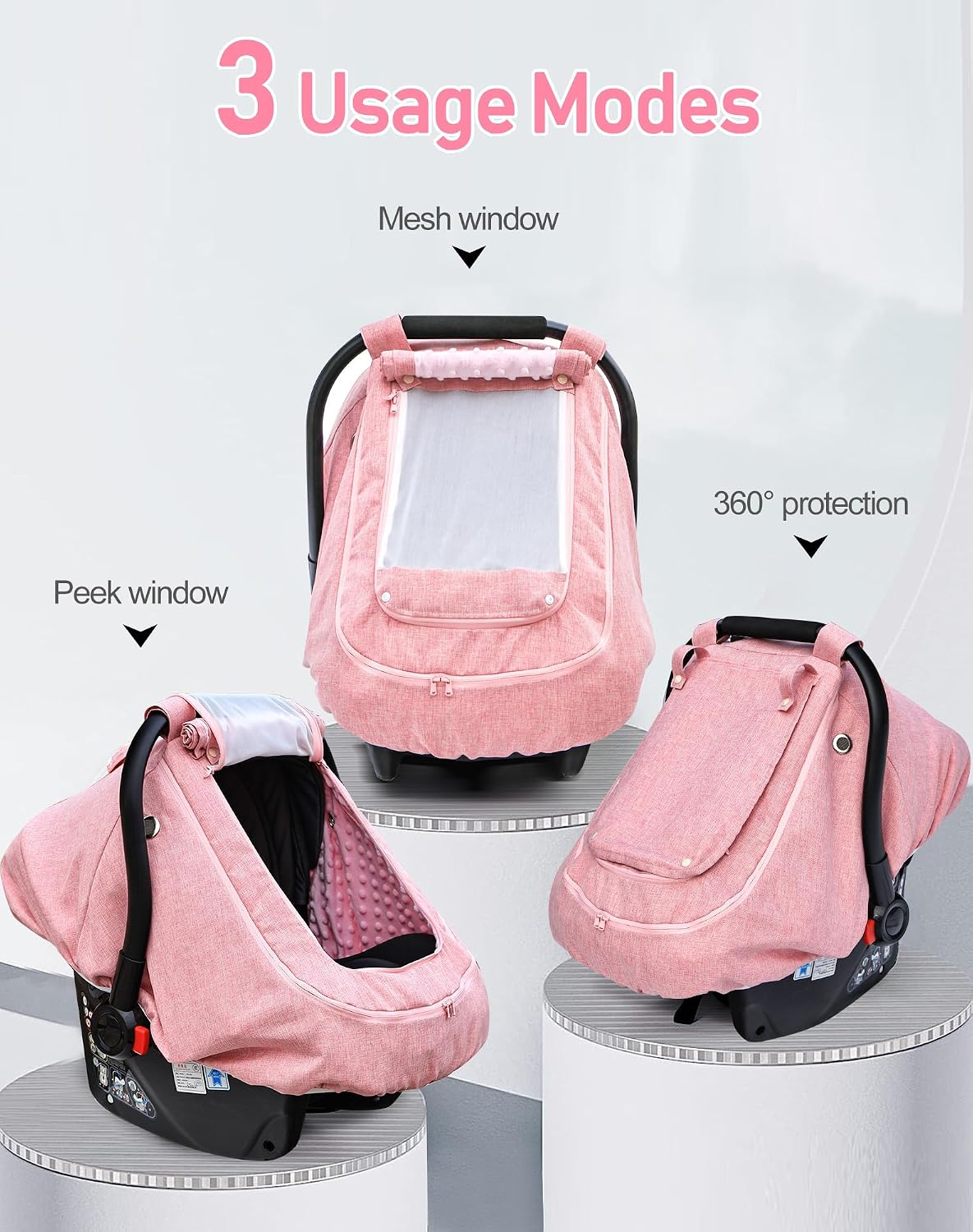 Waterproof Baby Car Seat Cover, Infant Car Seat Cover Canopy for Boy Girls