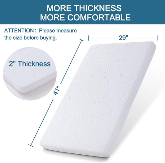Baby Bassinet Mattress Pad, 41" x 29" x 2" Dual Sided Gel Memory Foam Mattress with Breathable Removable Soft Cover Fit for 4moms Breeze Plus Portable Playard