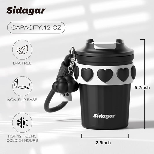 + 12 oz Travel Coffee Mug Spill Proof Leak Proof, Stainless Steel Thermal Coffee Cup with Lid, Resuable Cup for Hot and Cold, Portable Tumbler for Women, Lavender Honey