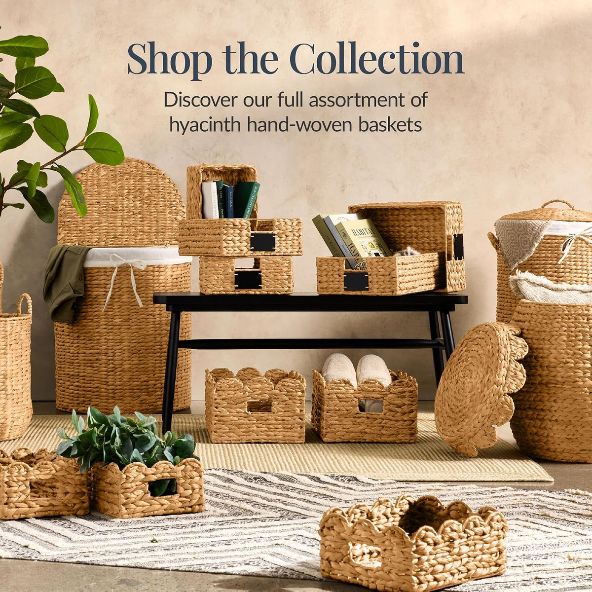 Half Moon Laundry Hamper w/Lid, Woven Half Round Laundry Basket, w/Removable Liner & Bult-in Handles for Bathroom, Bedroom & Laundry Room - Chestnut