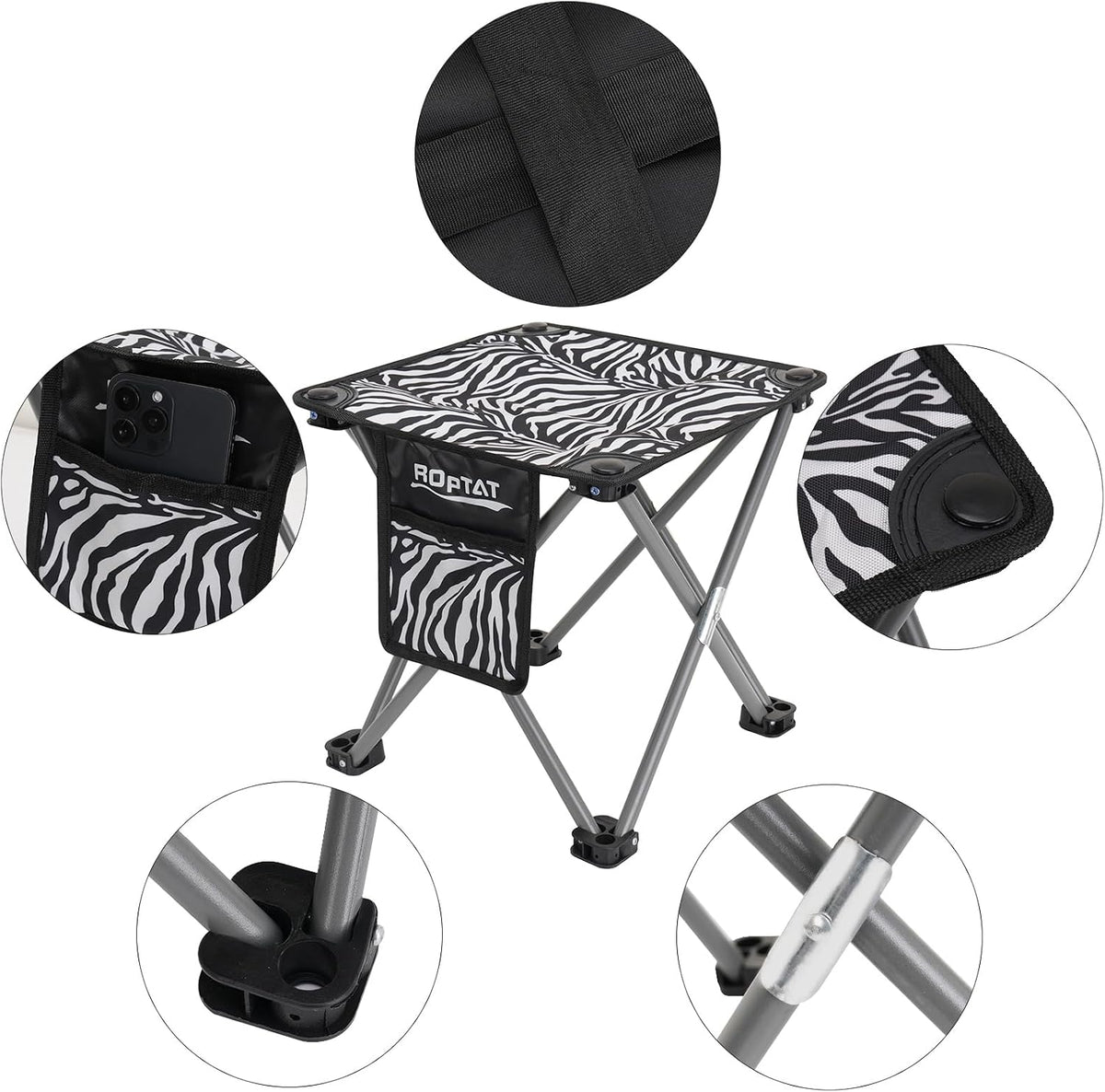 Camping Stool,Portable Folding Compact Lightweight Stool Seat for Camping Fishing Hiking Gardening Outdoor Walking Backpacking Travelling and Beach with Carry Bag (Black)