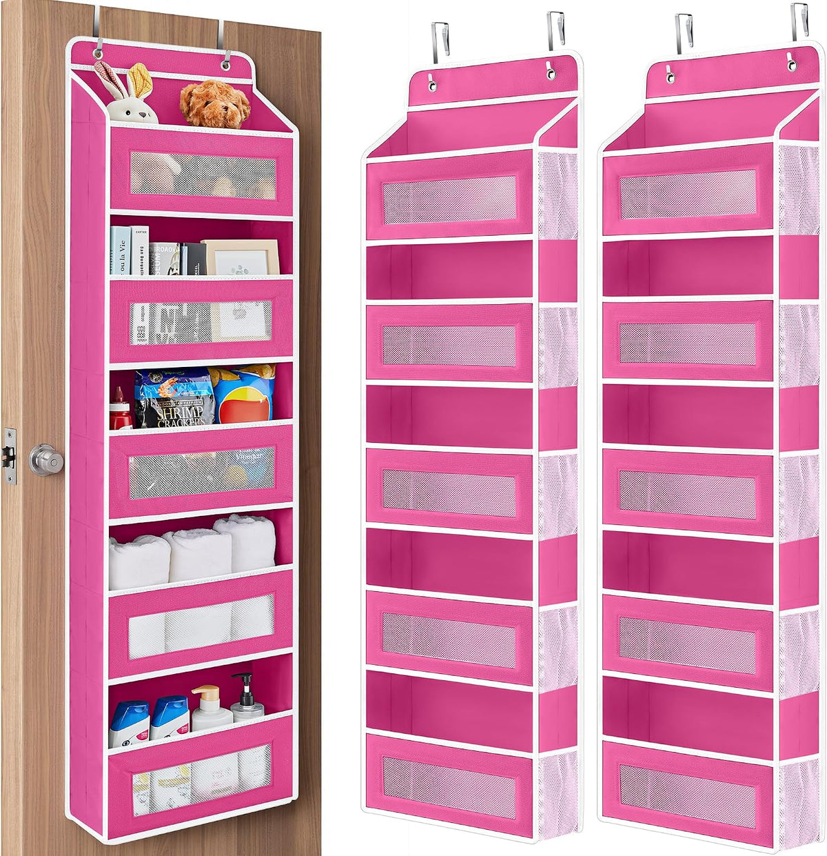 Over the Door Organizer for Bedroom, Pantry Bathroom, 5 Shelf Beige