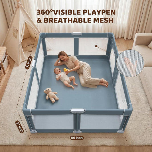 Foldable Baby Playpen, 71x59 Inch Large Collapsible Play Yard