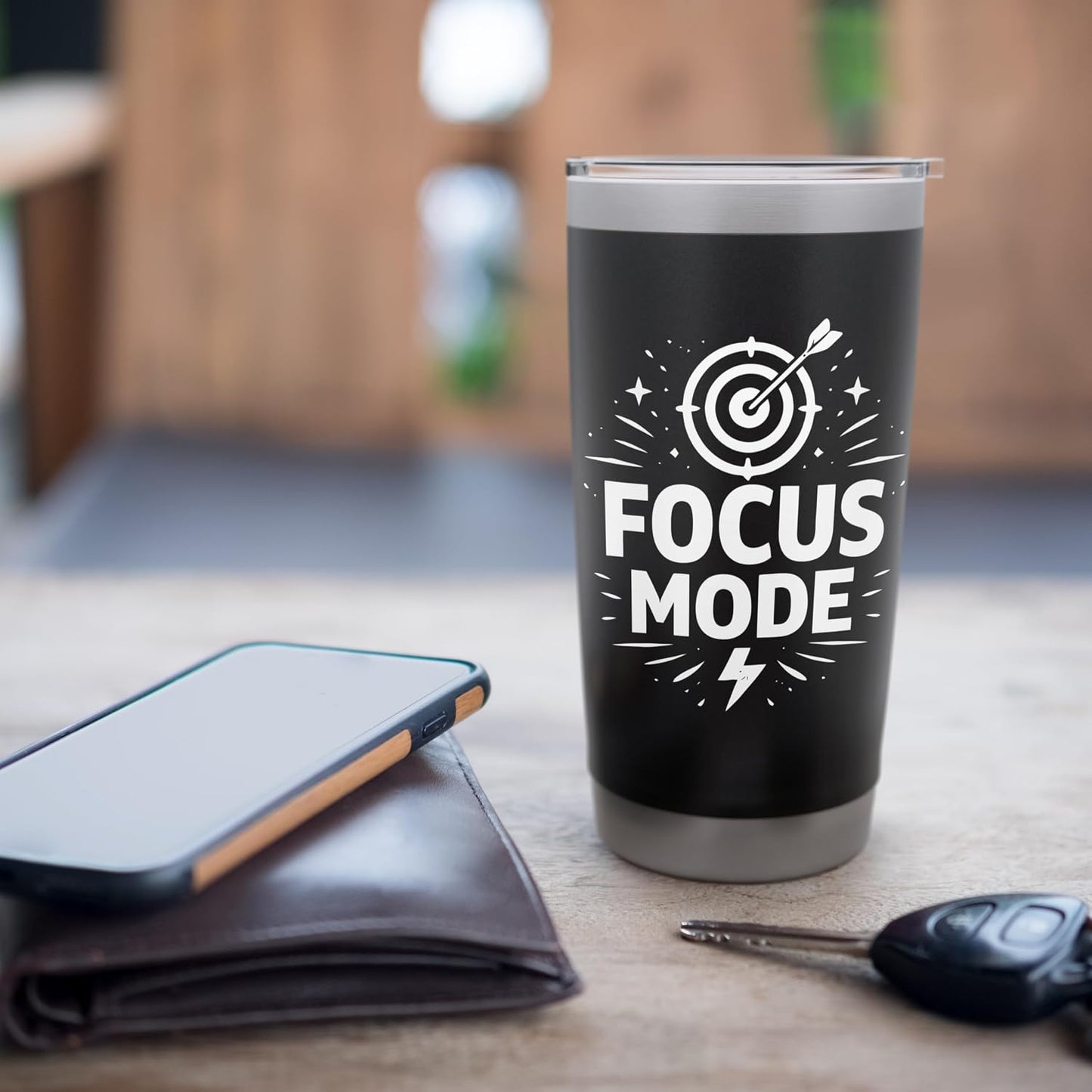 Focus Mode Productivity Mindset Minimal Design Stainless Steel Insulated Tumbler