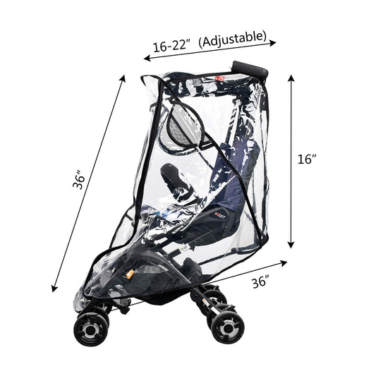 Stroller Rain Cover, Universal Clear Baby Travel Weather Shield Black