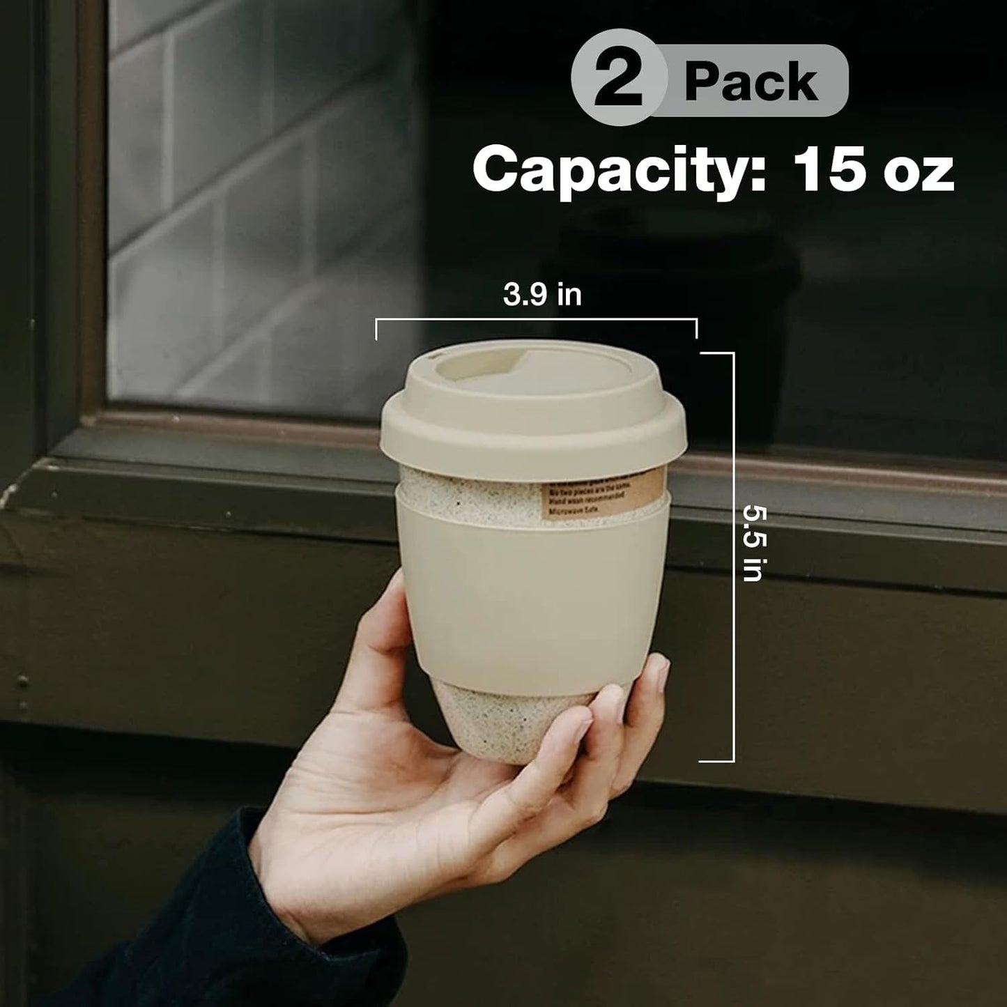 Ceramic Travel Mugs with Silicone Lids, 15 oz Portable Coffee Mug Travel Unique To Go Mug, Reusable Coffee Cups with Non-Slip Sleeve, Cappuccino,Tea,Latte,Iced Coffee Cups, Dishwasher Safe