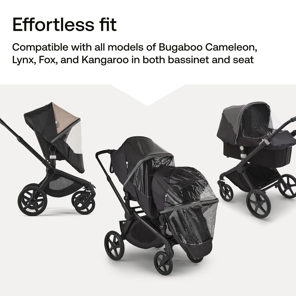 High Performance Rain Cover – 180° Zipper Access, Transparent Window, Reflective Strip, PVC-Free Weather Shield for Bassinet & Seat, Fits Cameleon 3, Fox, Lynx & Kangaroo