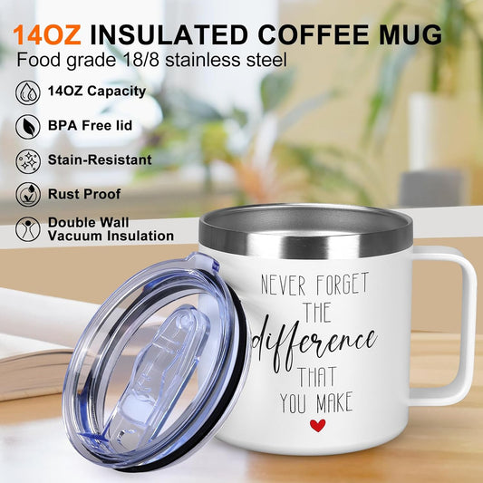 Inspirational Gifts for Women Insulated Travel Coffee Mug with Handle | Employee Appreciation Coworkers Female Gift Stainless Cup Positive Affirmation Gifts for Woman Tumbler Camping Mug with Lid