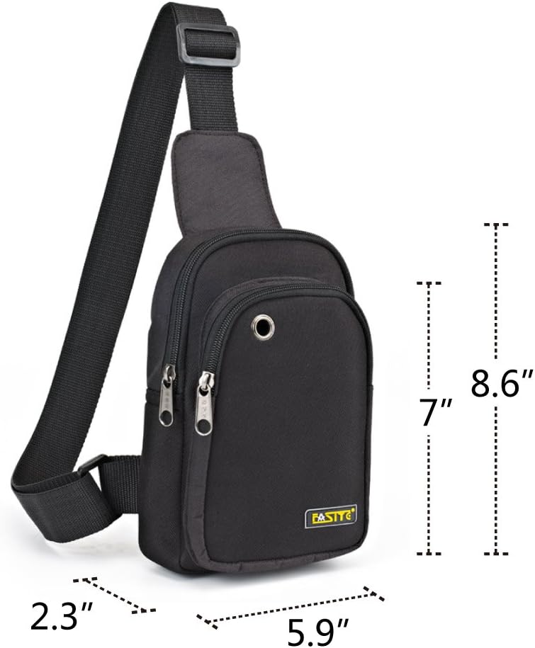 Sling Bag Chest Backpack, Crossbody Shoulder Tool Pouch for Men Women, Black
