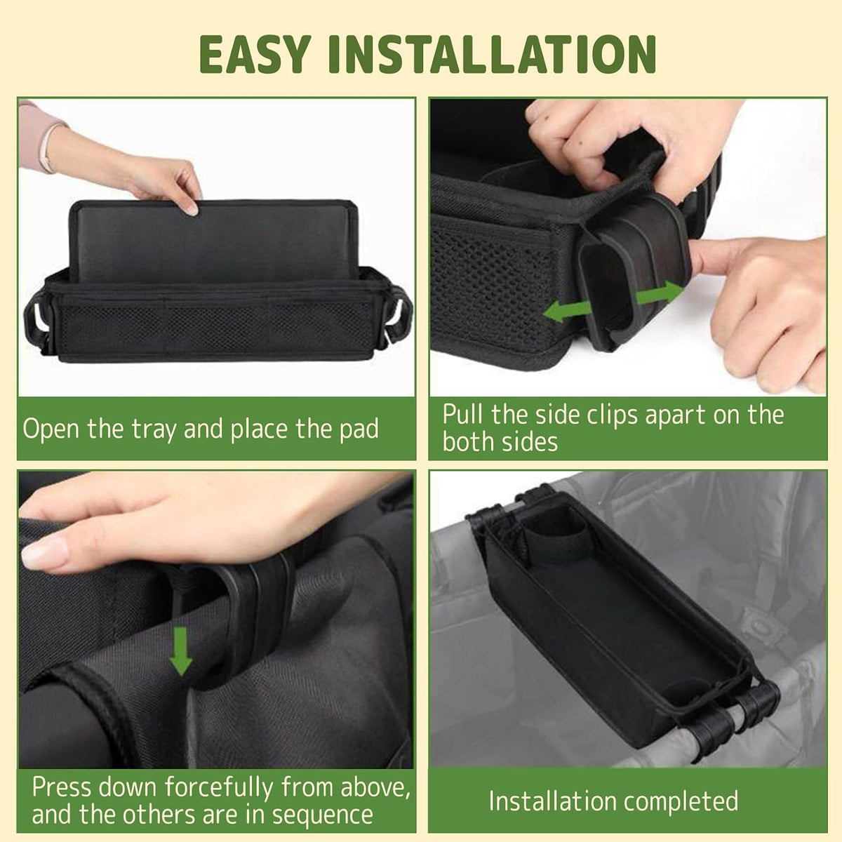 Stroller Snacks Tray for Wonderfold Wagon W2 with Anti-Spill Cup Holders & Mesh Pockets Wagon Accessories Universal for Wonderfold W2 luxe/Elite/Original Eat & Play Tray
