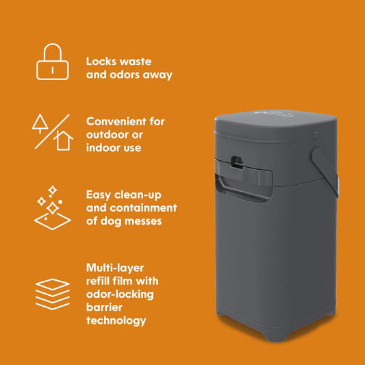 Pet Genie Pail | Dog Waste Disposal System for Outdoor and Indoor Odor Control | Dog Poop Trash can | Includes 1 Square Refill Bag that Lasts up to 2 Months