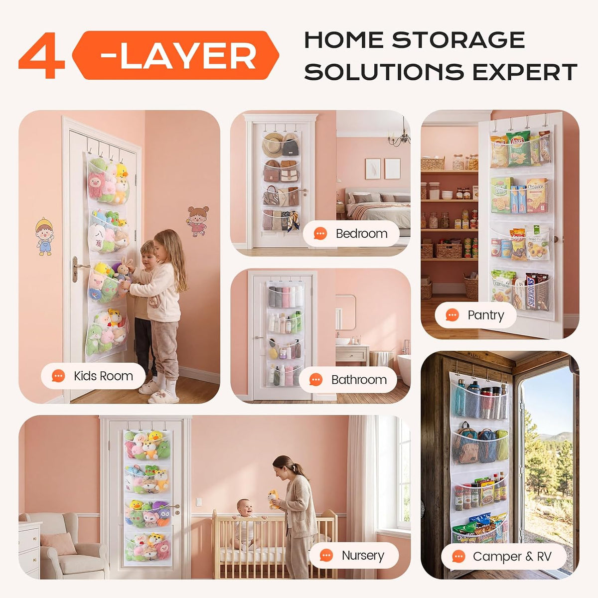 Stuffed Animal Storage Over the Door Organizer
