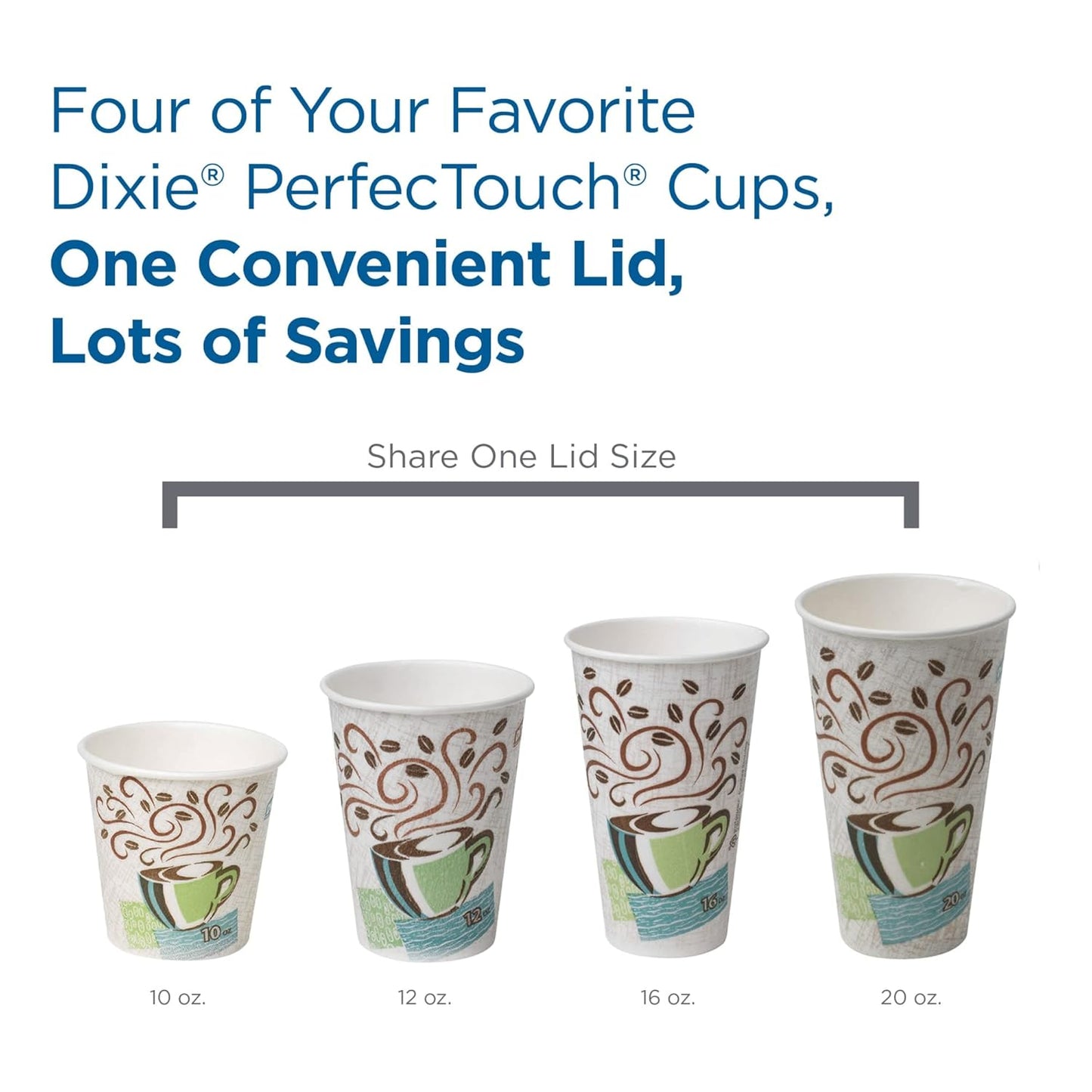 Dixie PerfecTouch 12 oz Paper Coffee Cups By GP PRO, Coffee Haze Design, 500 Count (25 Disposable Cups Per Sleeve, 20 Sleeves Per Case), 5342DX