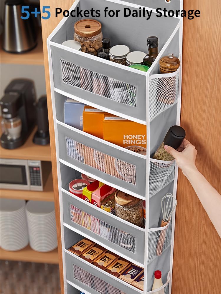 2 Styles Over The Door Organizer Storage with 5 Large Capacity Pockets and Over The Door Organizer W/Clear View Windows