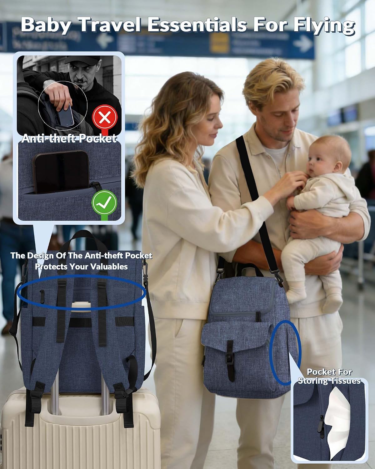 Diaper Bag Backpack, 15 Pockets Baby Bag, Girl Boy Travel Tote Bag with Insulated Pocket, Cute Diaper Bag Stroller Straps, Baby Shower & Registry Gift for Mom Dad Black