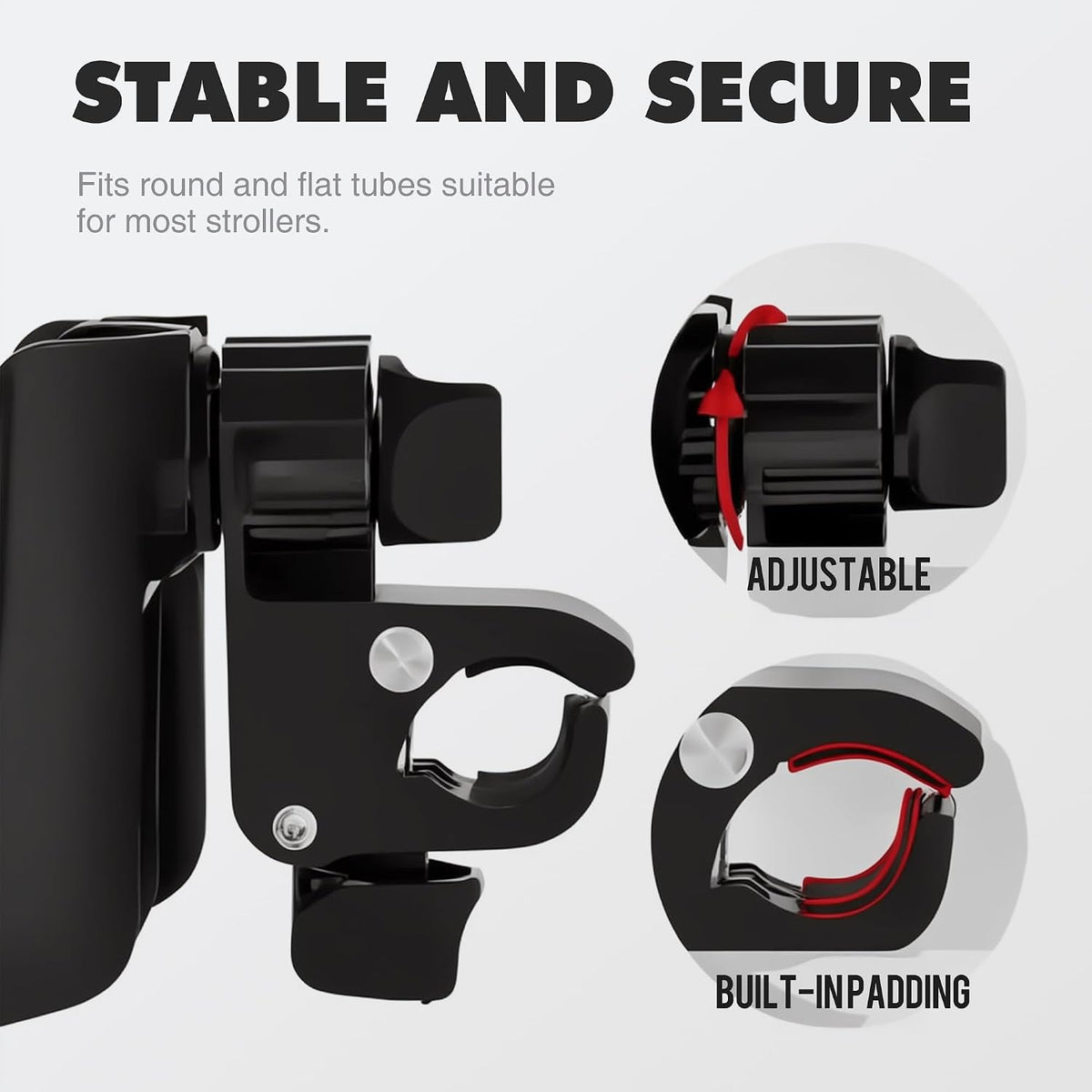 Universal Stroller Cup Holder - 2-in-1 Wheelchair Cup Holder Adjustable Bike Drink Holder with Phone Holder Accessories for Rollator,Bike,Scooter,Walker(Beige)