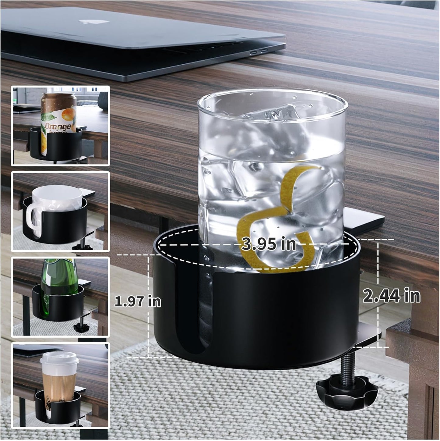 Large Desk Cup Holder, Anti-Spill Cup Holder for Desk or Table | Sturdy and Durable, Easy to Install, for Yeti 14/24/36oz Ramblers, Hydro Flasks 32/40oz, Gaming PC Office Accessories