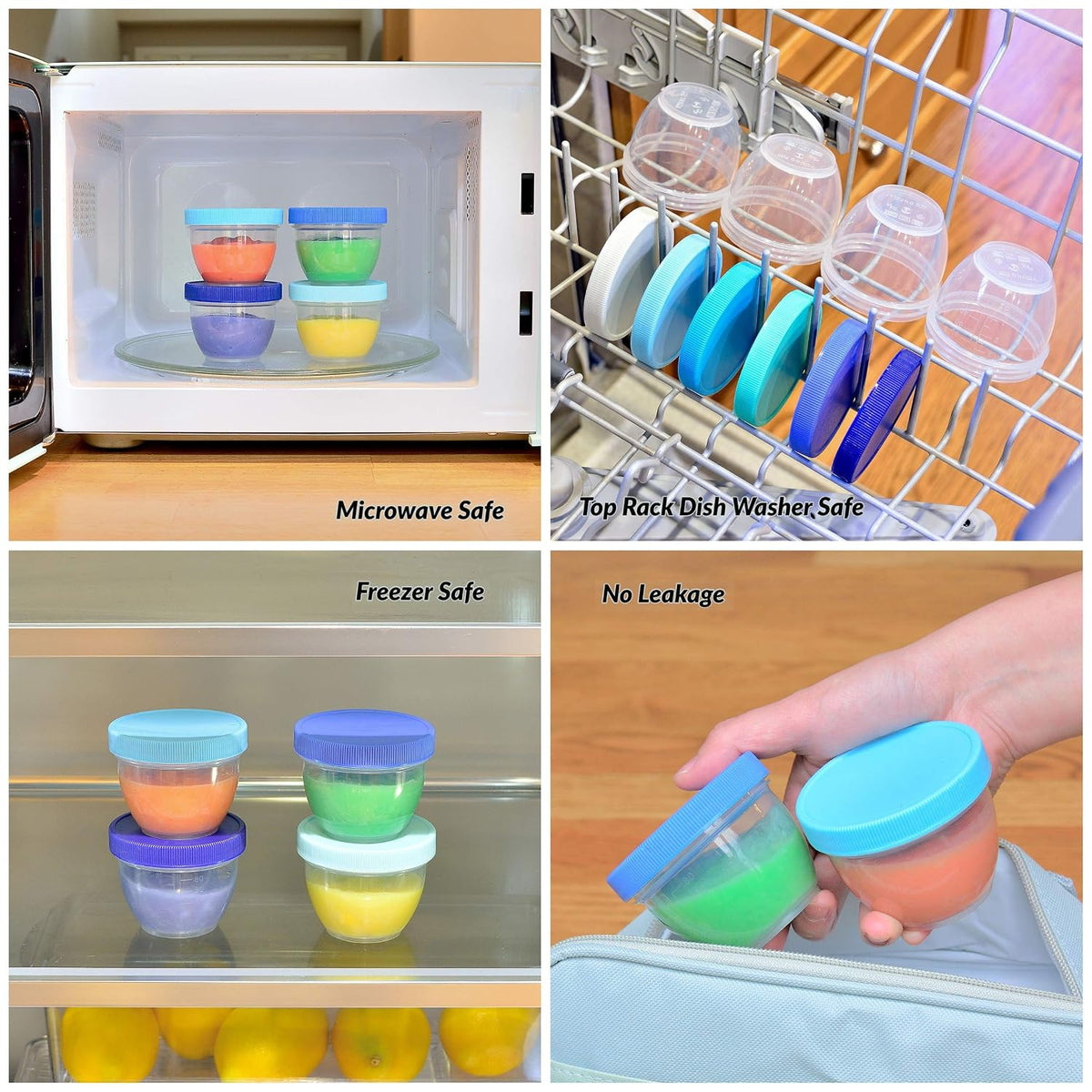 18 Sets Baby Food Storage, 6 Ounce Baby Food Containers with Lids and Labels, 9 Coastal Colors