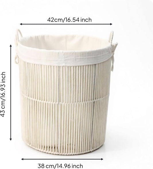 Laundry Basket Rope Hamper Bin Organizer With Removable Inner Liner And Easy Carry Handles Rope Build For Clothes Toys Towels suitable for bedroom nursery closet home storage, L