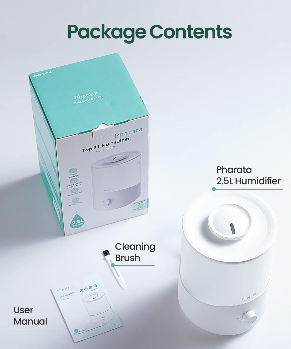 Humidifiers for Bedroom Home, 3.5L Top Fill Air Cool Mist Humidifiers for Baby Large Room Indoor Plants Nursery, Night Light, White