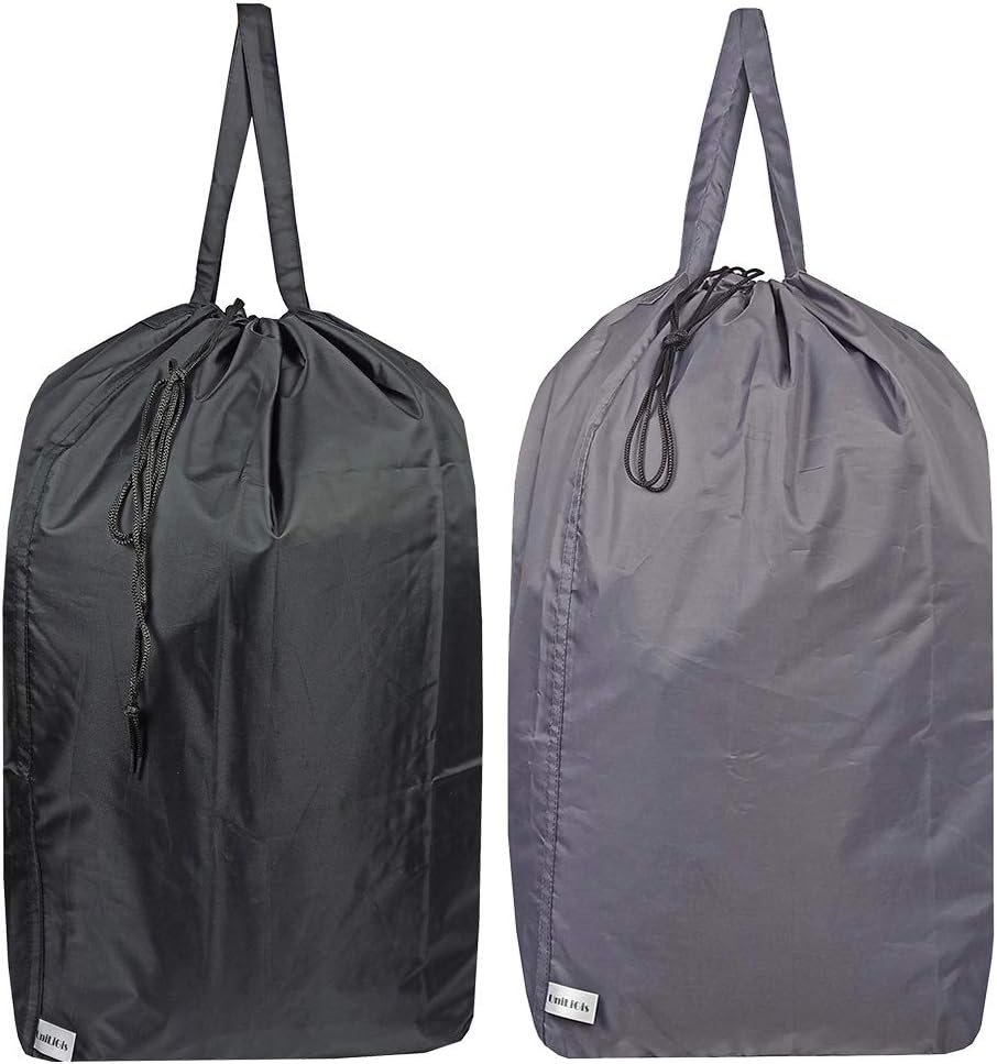 Tear Proof Nylon Laundry Bag with Handles,Hamper Liner with Drawstring Closure for Travel,Dirty Clothes Bag Fit Most Laundry Hamper and Sorter,27.5x34.5 inches Blue Aqua and Grey