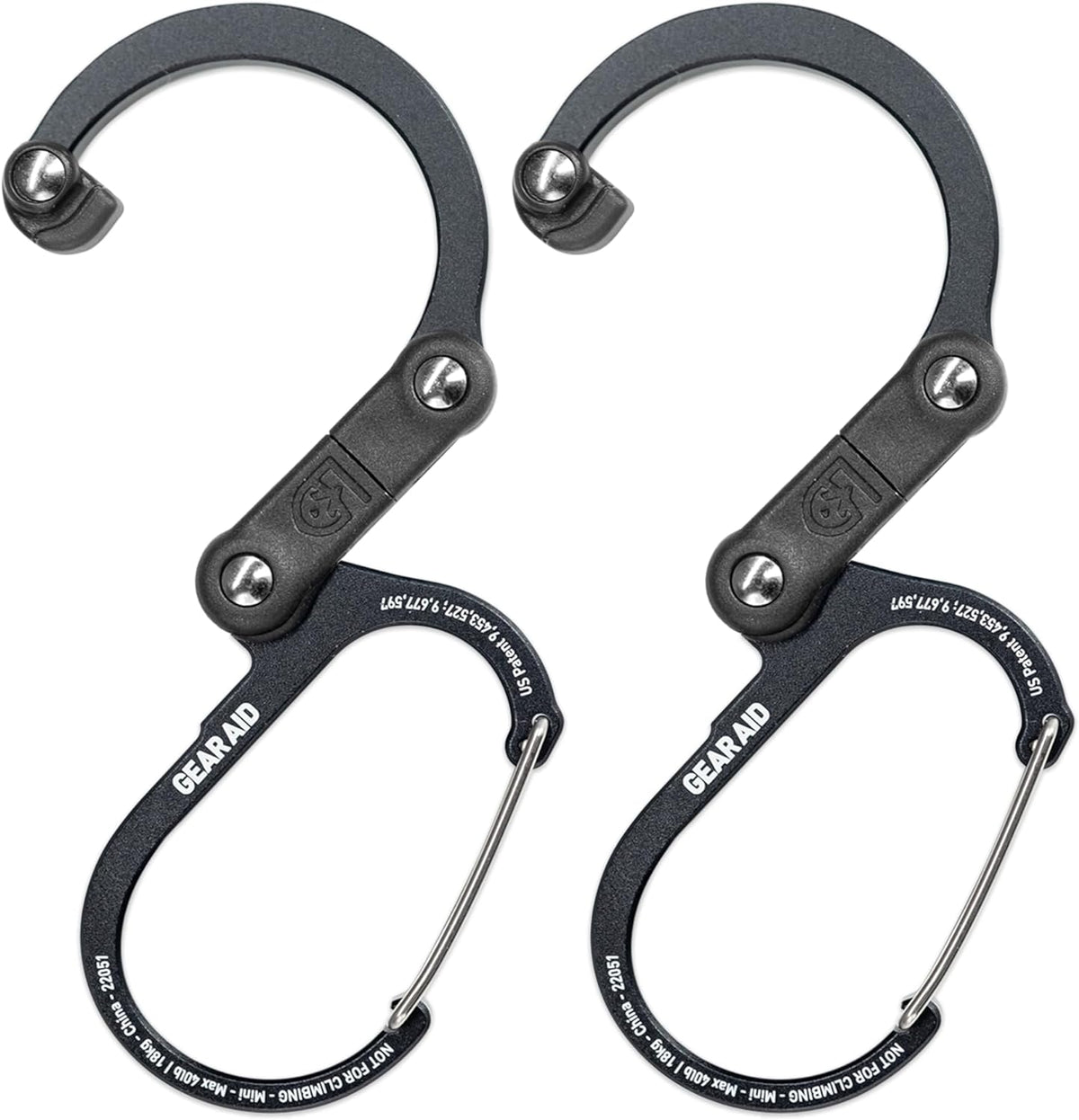 HEROCLIP (Mini) Carabiner Gear Clip and Hook, for Hanging Bags, Purses, Lanterns, Strollers, Tools, Helmets, Water Bottles, and More