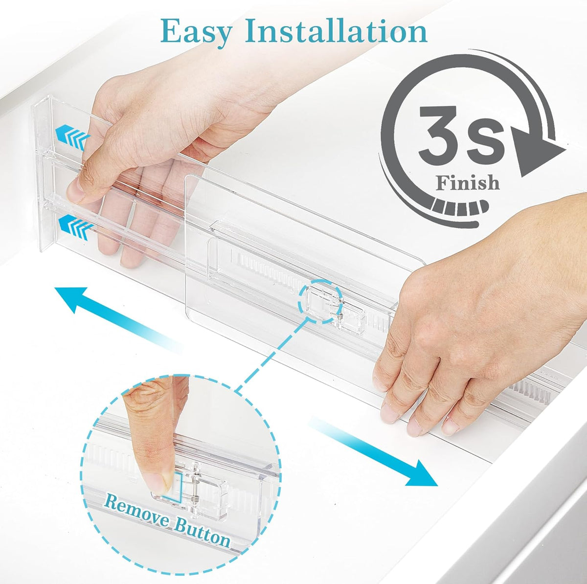 12 Pack Drawer Dividers for Clothes, 4" High 10.2"-16.5" Adjustable Expandable Dresser Drawer Organizer, Clear Plastic Separators for Dresser, Baby Clothing, Underwear, Cosmetic, Toiletries