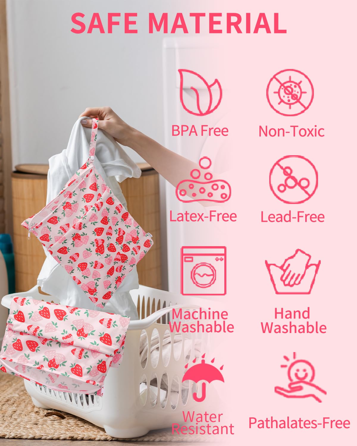 Wet Dry Bags for Baby Cloth Diapers, Washable Travel Bags, Beach, Pool, Gym Bag for Swimsuits & Wet Clothes with Two Zippered Pockets 3 Pack 3LN08 - Colors A