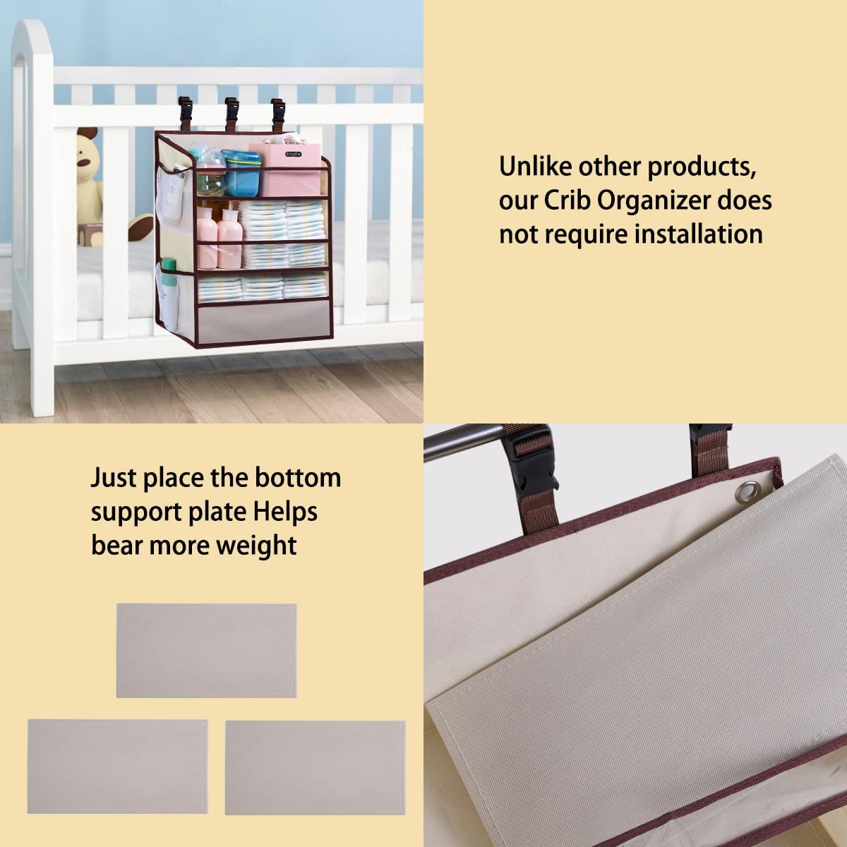 XL Hanging Diaper Caddy Organizer for Changing Table, Crib, Playard, Wall & Door, Reinforced Diaper Stacker and Nursery Organizer-Hold 90+Diaper for Newborn Baby Essentials