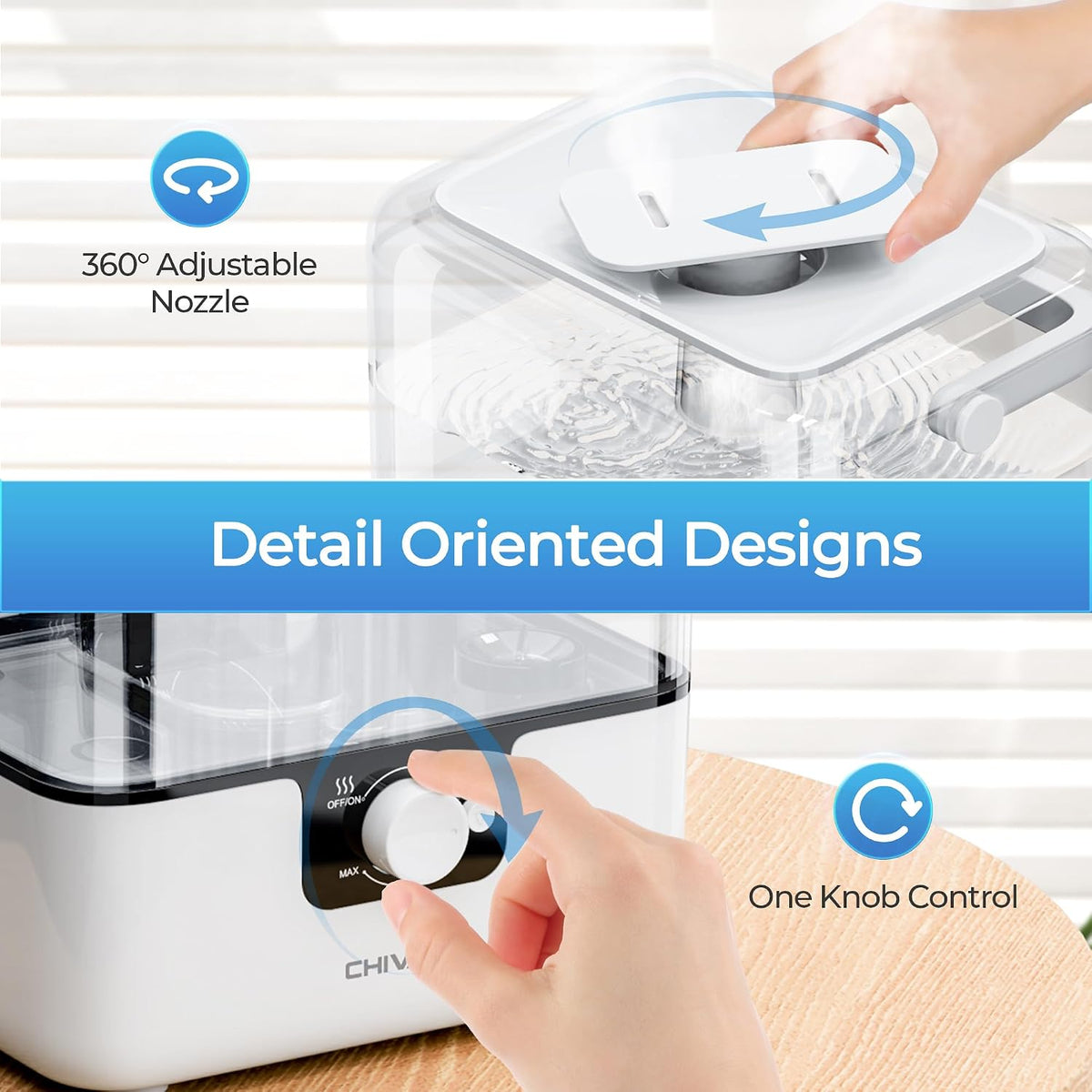 Humidifiers for Bedroom, 6L Cool Mist Humidifiers for Baby Nursery, 26dB Quiet, 50H Runtime, Top Fill Humidifier for Large Room, Home, Plants, Nightlight, Oil Diffuser 1 Pack White